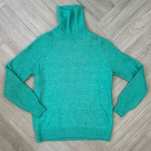 LOFT Vivid Mint Mixed Stitch Turtleneck Sweater Medium New with Tags